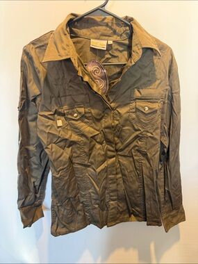 SHE Safari Olive Green Utility Button-Up Shirt size: S